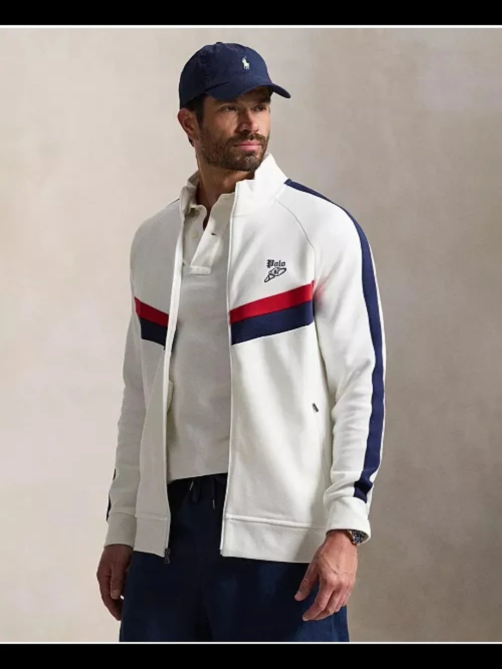 Polo Ralph Lauren Men's Big & Tall Double-Knit Track Polo Logo Jacket Size 2LT